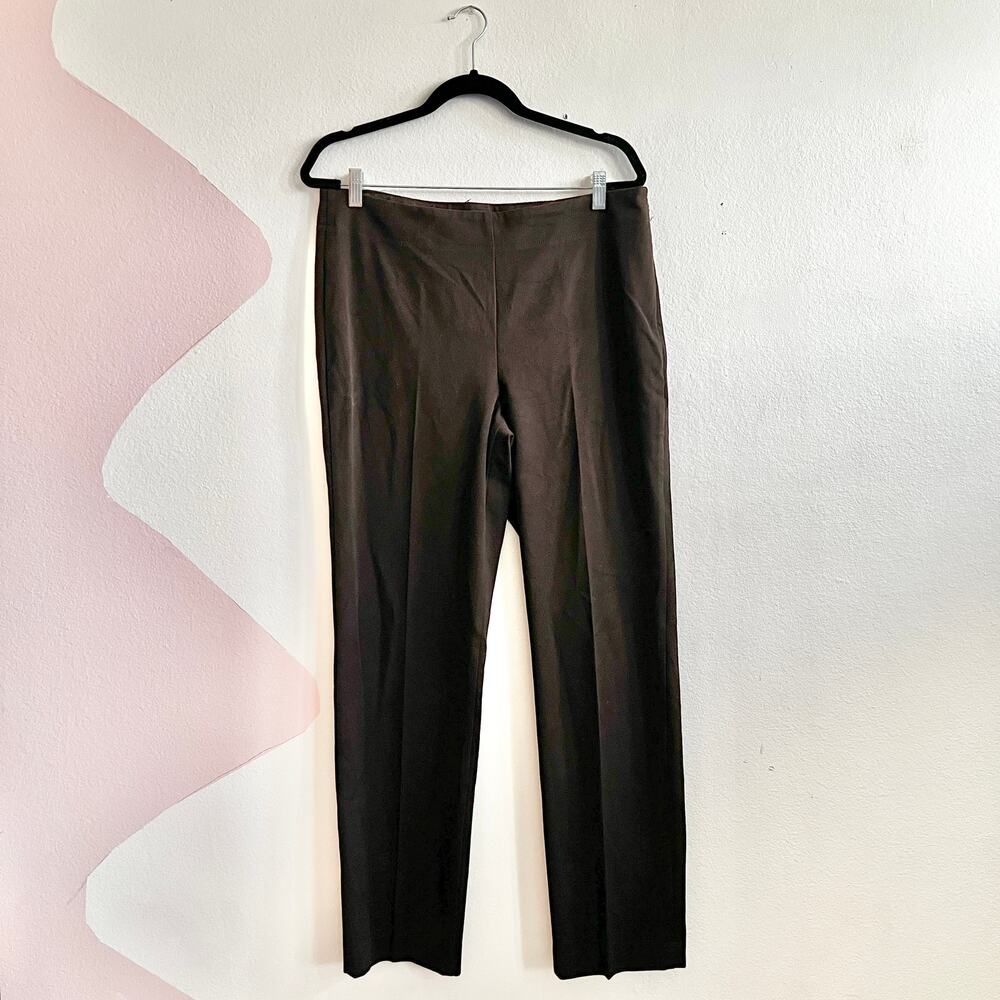 Talbots Heritage Brown Pants‎ Size 12 Side Zip Minimalist Straight Trousers